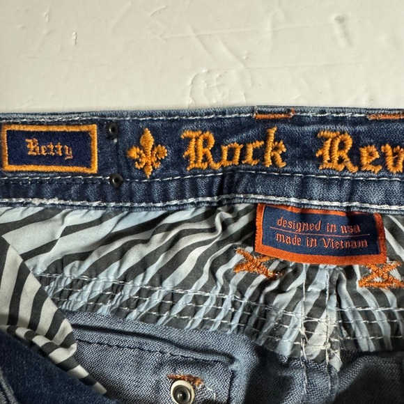 Rock Revival Easy Skinny Jeans Women Denim Rhinestone Embellished Size 30 (tag) - Picture 5 of 10